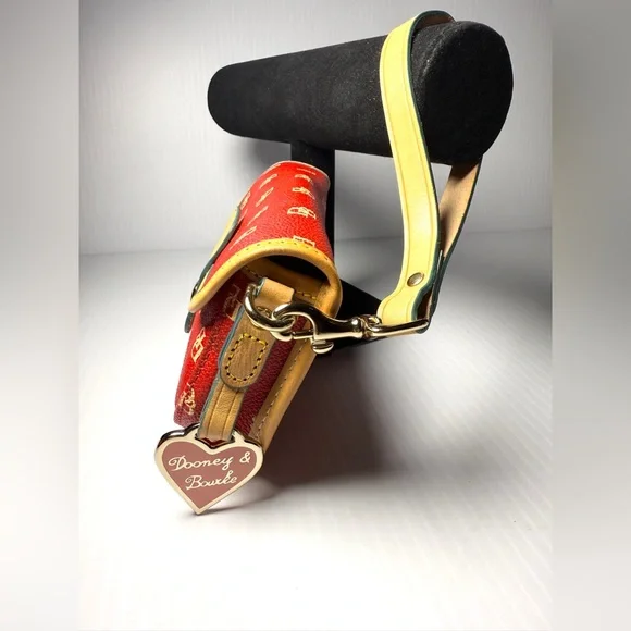 Dooney & Bourke Red and Tan Logo Wristlet - Picture 2 of 9